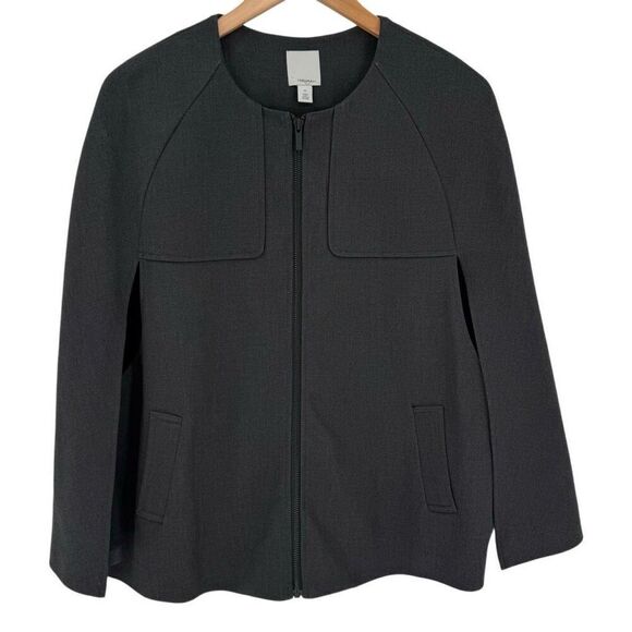 Halogen Twill Cape Jacket Zip A-Line Structured Front Charcoal Grey Women XS - Picture 1 of 8